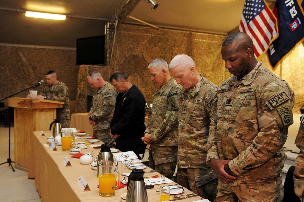 RC(S) leadership, USFOR-A chaplain, and retired Col. Danny McKnight attend National Prayer Breakfast