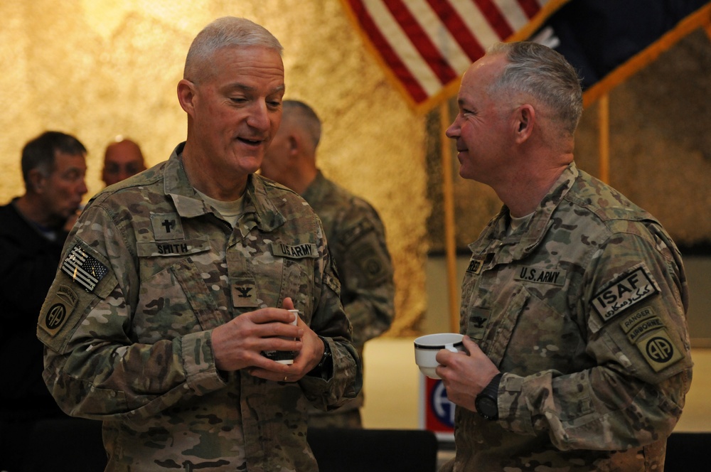 USFOR-A Chaplain speaks with RC(S) leadership