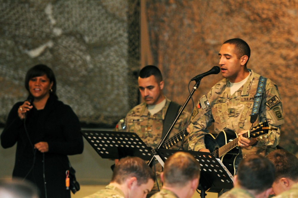 Praise and worship band plays at National Prayer Breakfast