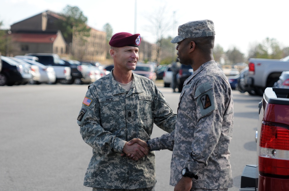 XVIII Airborne Corps CSM visits 82nd Sustainment Brigade