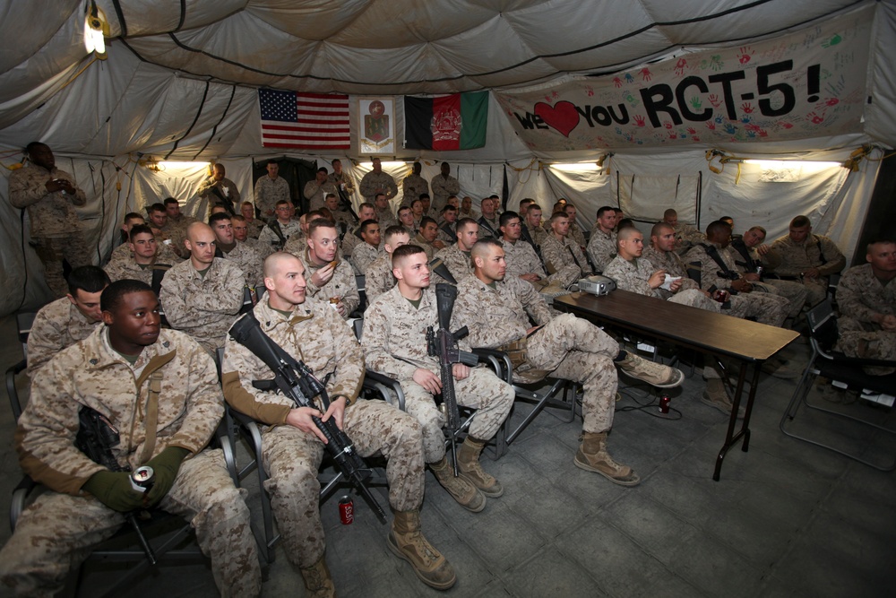 RCT-5 Marines and sailors watch Super Bowl XLVI