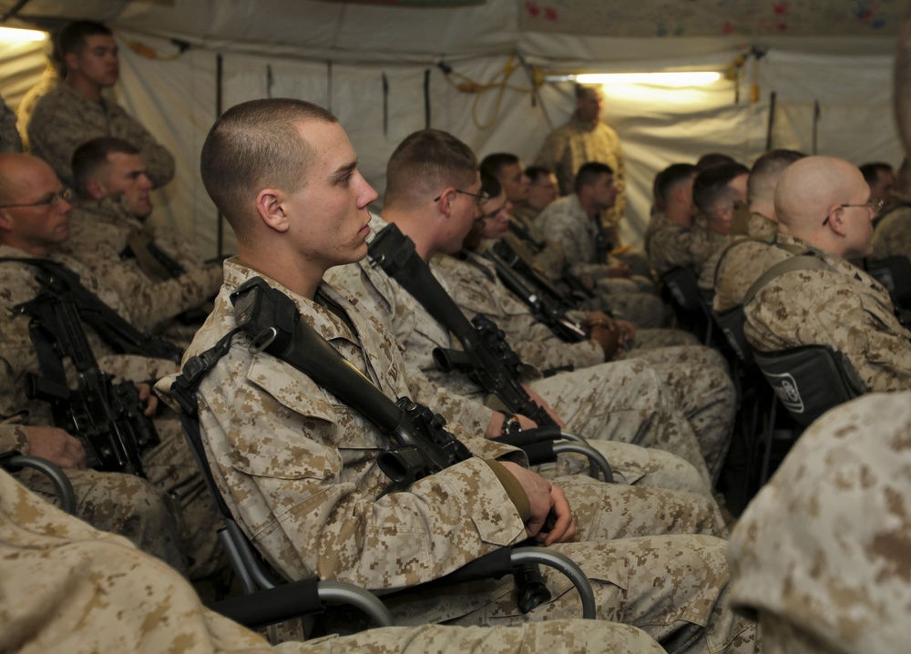 RCT-5 Marines and sailors watch Super Bowl XLVI