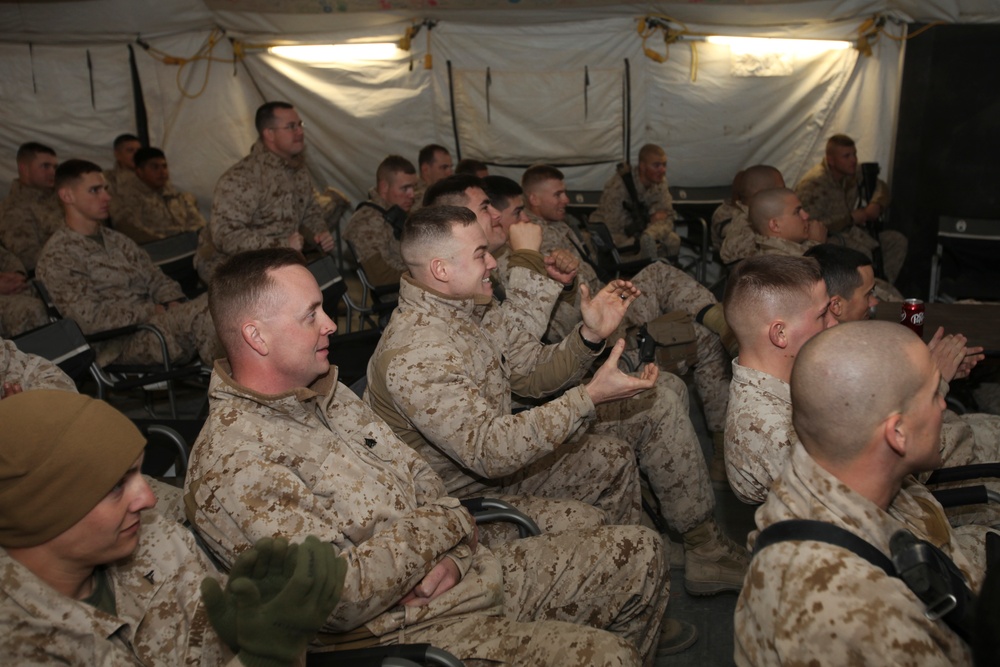 RCT-5 Marines and sailors watch Super Bowl XLVI