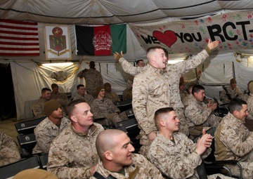 RCT-5 Marines and sailors watch Super Bowl XLVI
