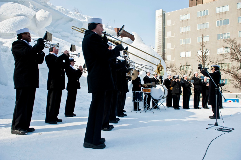 US 7th Fleet band performs at the 63rd Sapporo Snow Festival