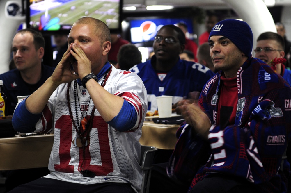 USS Carl Vinson sailors watch Super Bowl XLVI