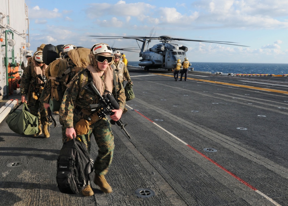 Flight deck of USS Iwo Jima during Bold Alligator 2012