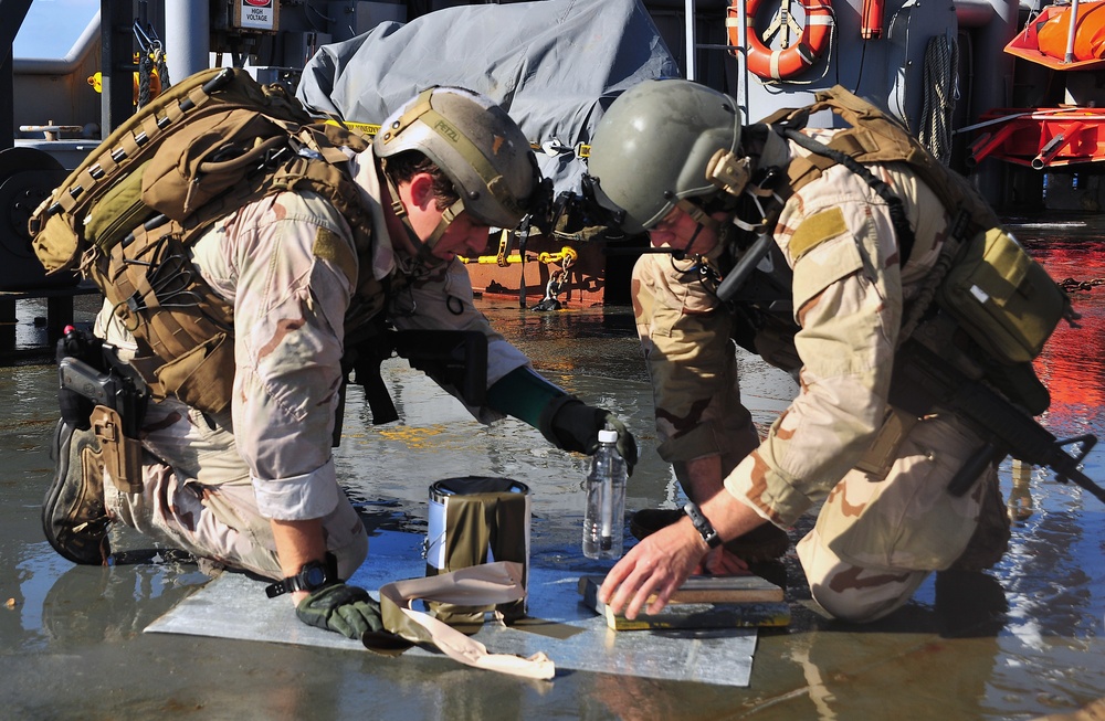 Sailors simulate IED detonation aboard USS Enterprise