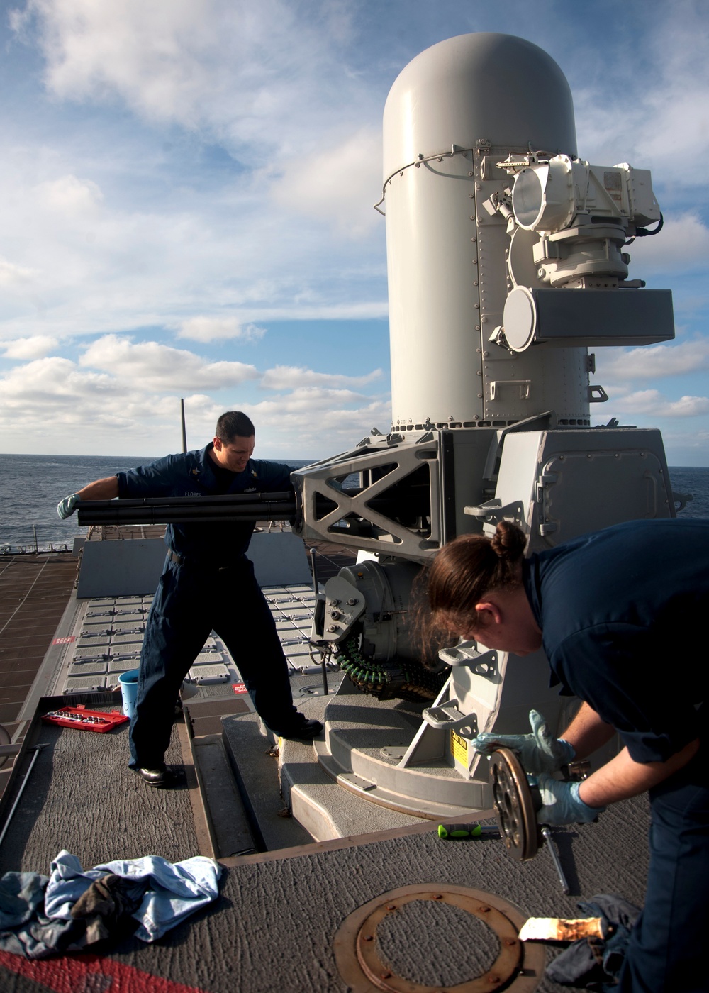 USS James E. Williams sailors conduct maintenance