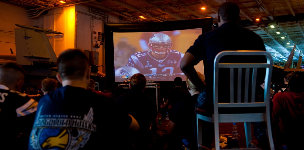 USS John C. Stennis crew watch Super Bowl