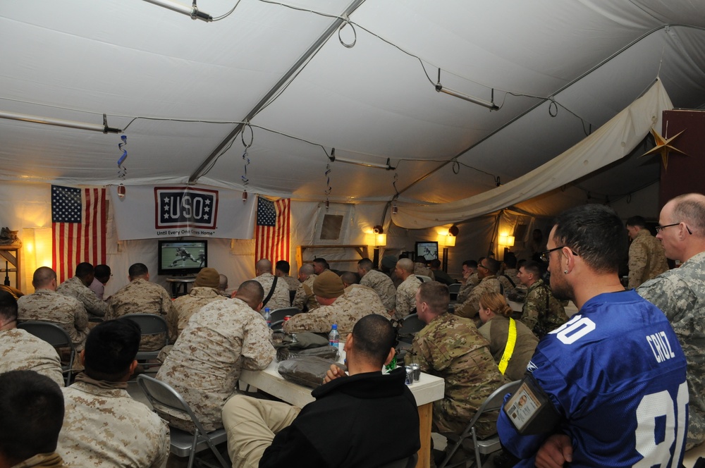 Soldiers watch Super Bowl XLVI in Afghanistan