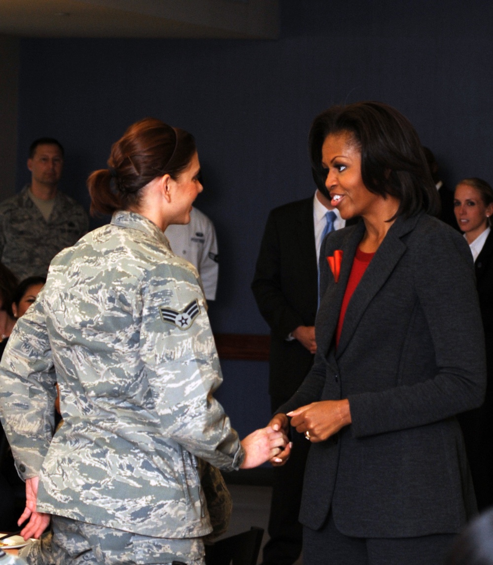 Little Rock airmen visit with first lady