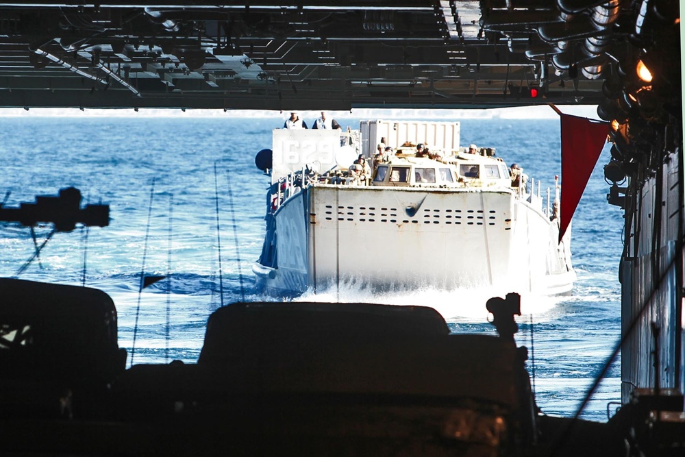 Embarking equipment to the USS Peleliu