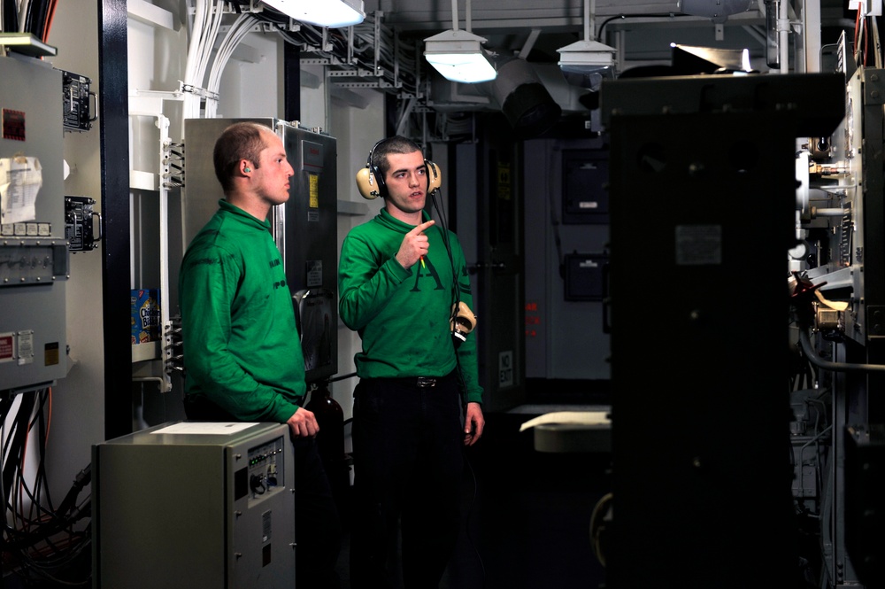 USS George H.W. Bush sailors train on equipment