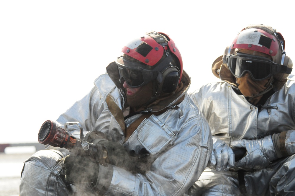 Firefighting drills aboard USS Carl Vinson