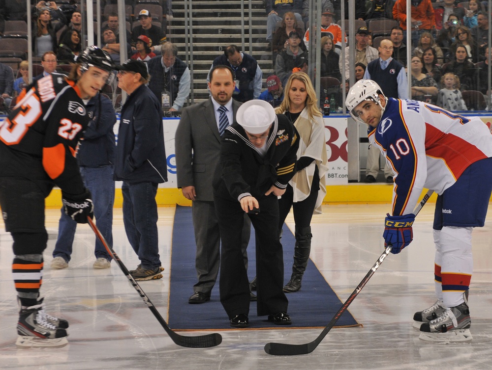 Admiral's hockey puck drop