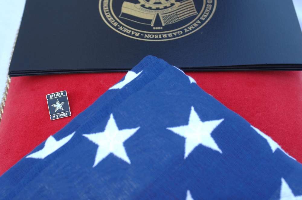 Certificate and flag of retirement