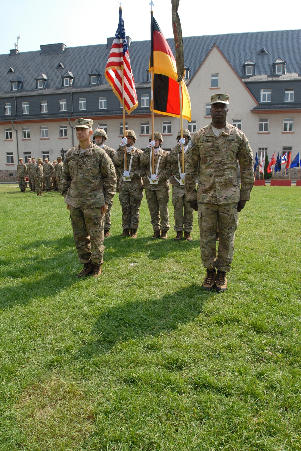 The deployment ceremony begins for the 18th Engineer Brigade