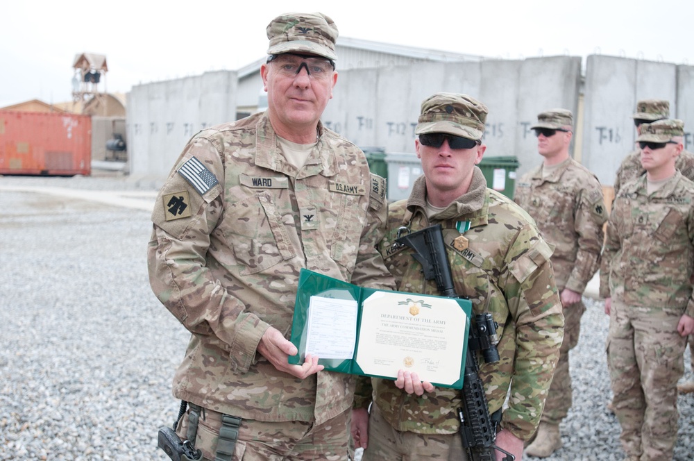 45th IBCT commander awards soldiers at FOB Gamberi