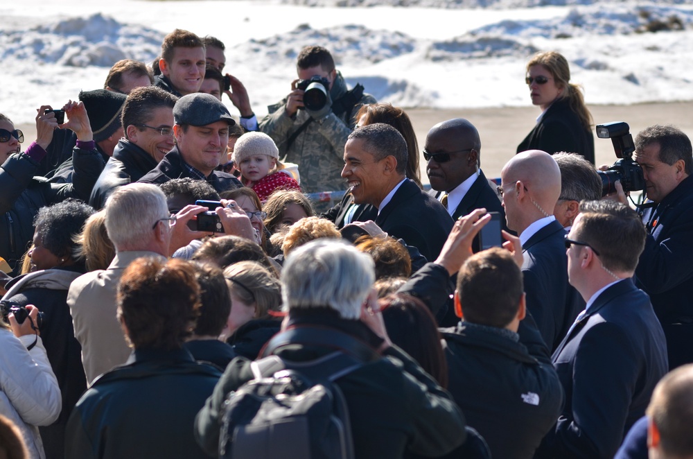President Barack Obama greets public