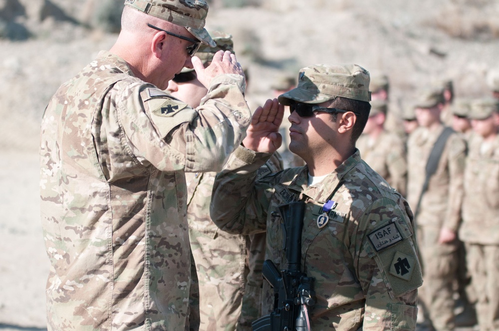 US and Afghan soldiers provide security during agriculture inspection