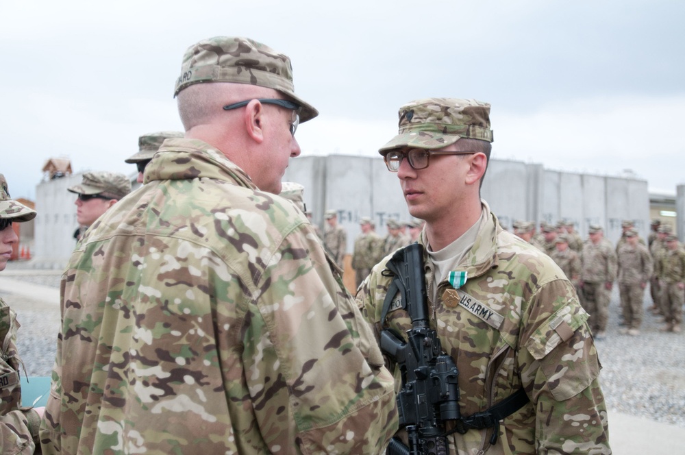 45TH IBCT commander awards soldiers at Forward Operating Base Gamberi, Laghman province, Afghanistan