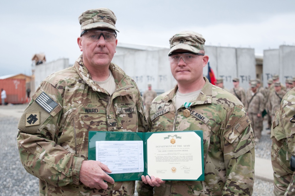 45TH IBCT commander awards soldiers at Forward Operating Base Gamberi, Laghman province, Afghanistan