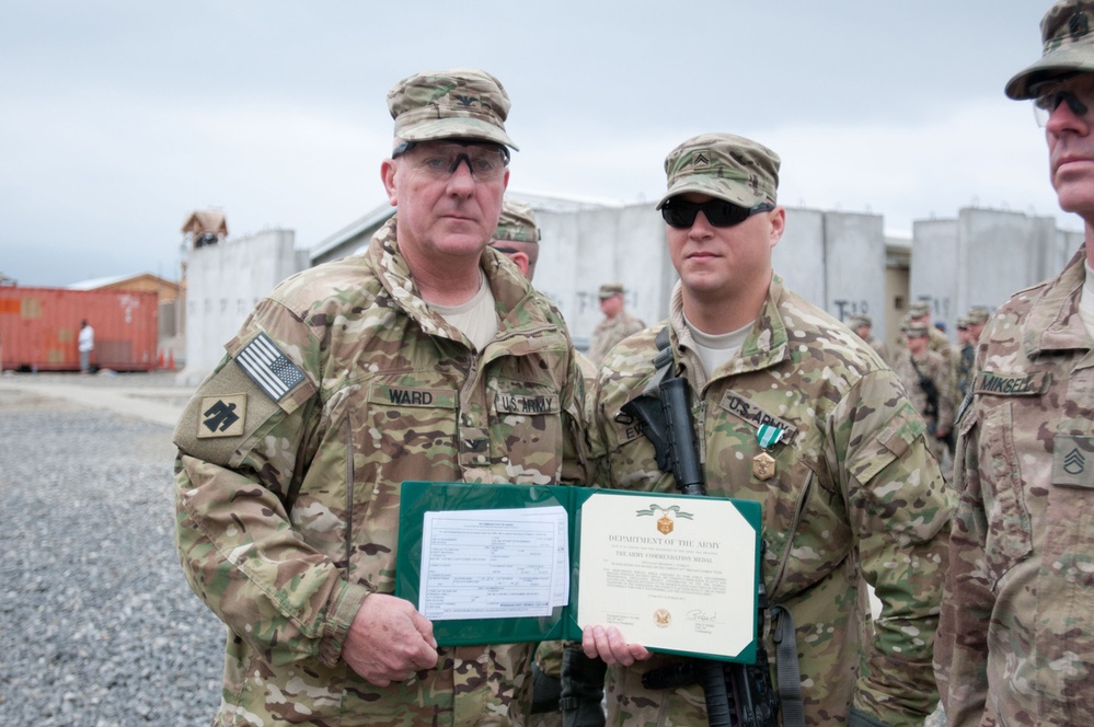 45TH IBCT commander awards soldiers at Forward Operating Base Gamberi, Laghman province, Afghanistan