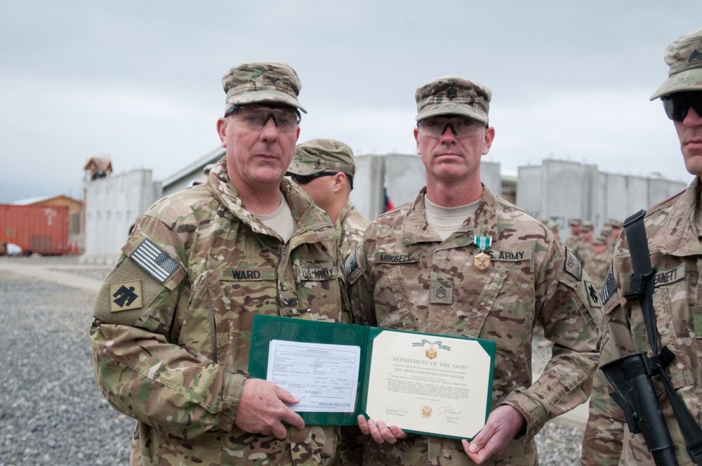 45TH IBCT commander awards soldiers at Forward Operating Base Gamberi, Laghman province, Afghanistan