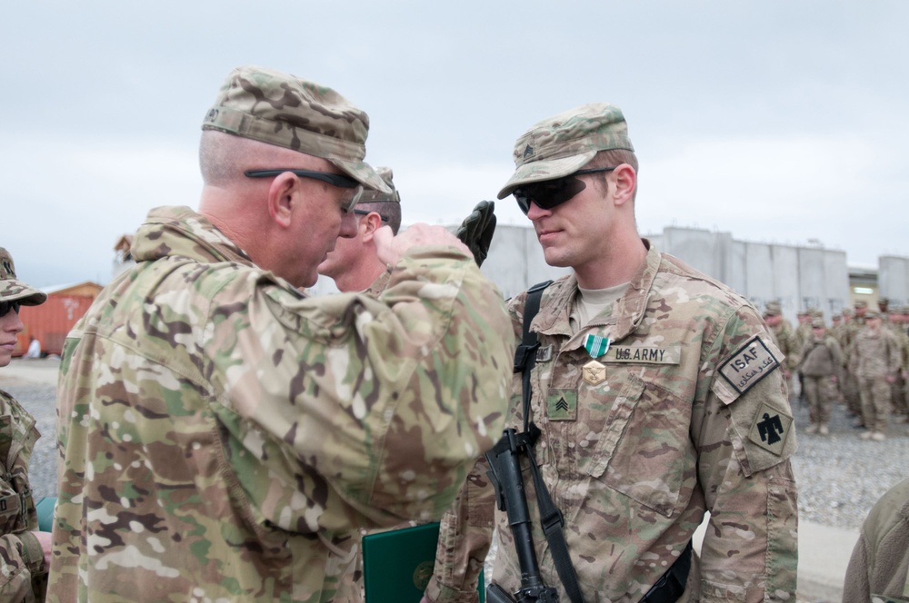 45TH IBCT commander awards soldiers at Forward Operating Base Gamberi, Laghman province, Afghanistan