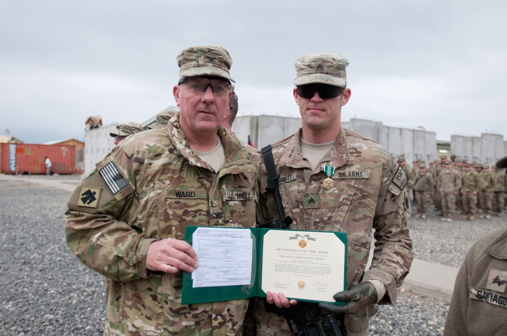 45TH IBCT commander awards soldiers at Forward Operating Base Gamberi, Laghman province, Afghanistan