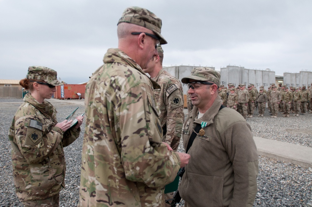 45TH IBCT commander awards soldiers at Forward Operating Base Gamberi, Laghman province, Afghanistan