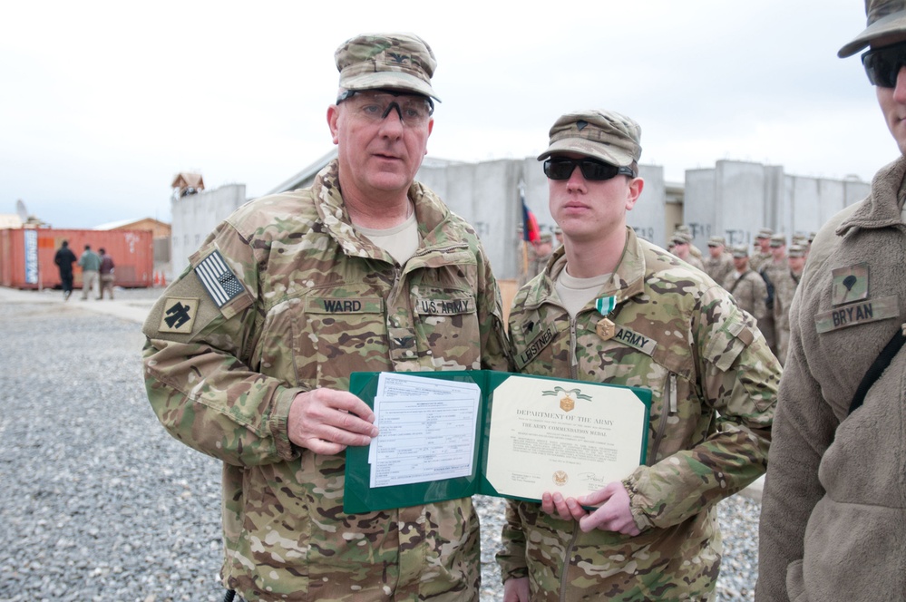 45TH IBCT commander awards soldiers at Forward Operating Base Gamberi, Laghman province, Afghanistan