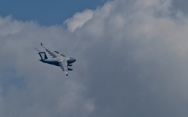 Pacific Air Forces C-17 Demonstration Team performs during the 2012 Singapore Airshow