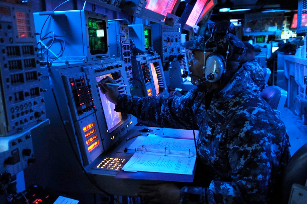 Sailor trains aboard USS Stethem