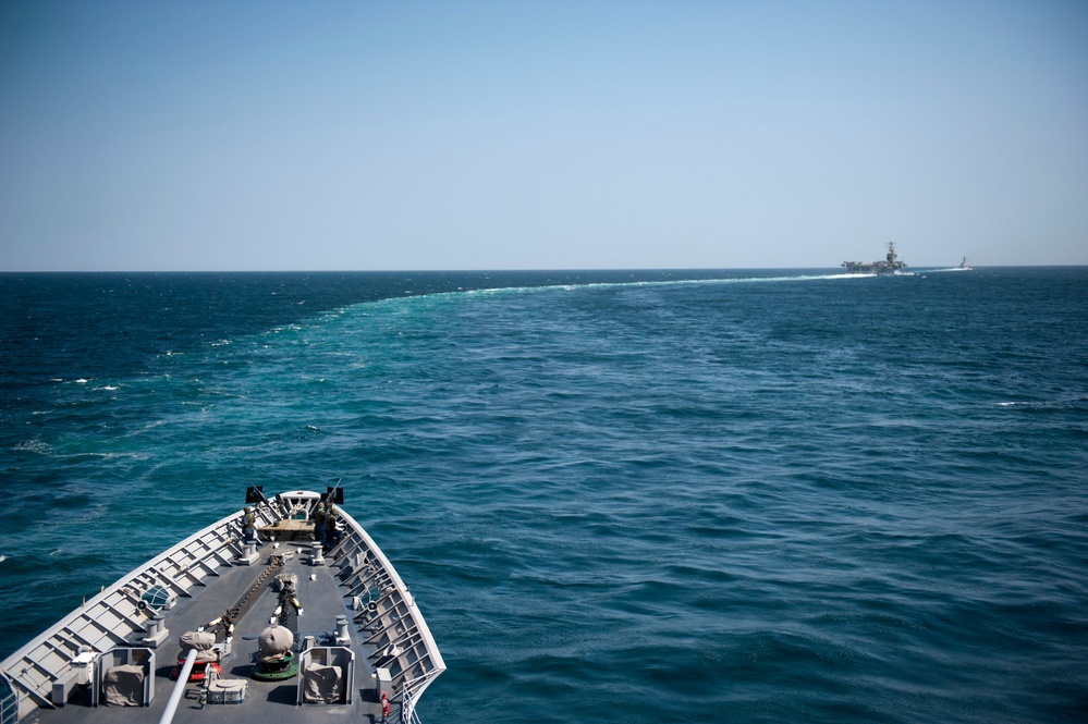 USS Cape St. George transits the Strait of Hormuz