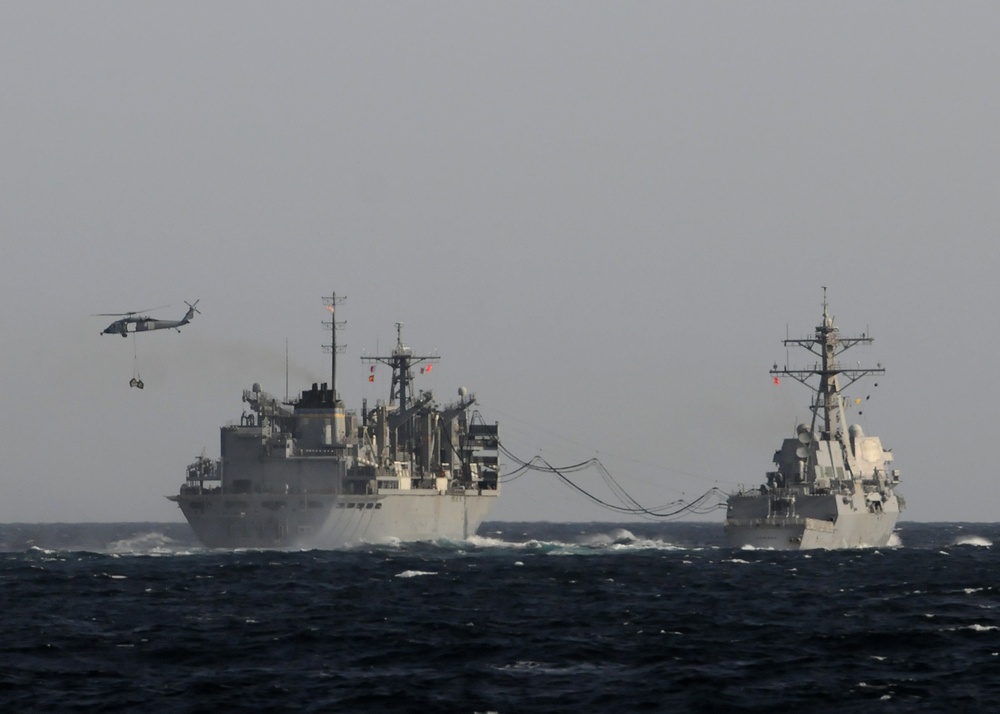 US 5th Fleet ships transit the Arabian Sea