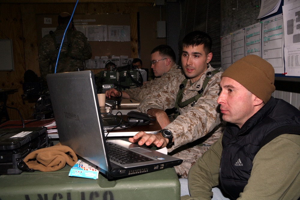 Multinational forces bury their tracks along the snow-covered 'Black Forest' region of Bavaria