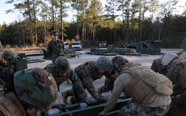 Seabees and Marines build bridges at Camp Lejeune