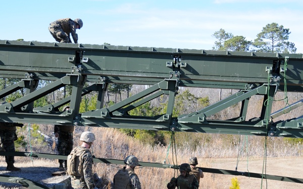Seabees and Marines build bridges at Camp Lejeune