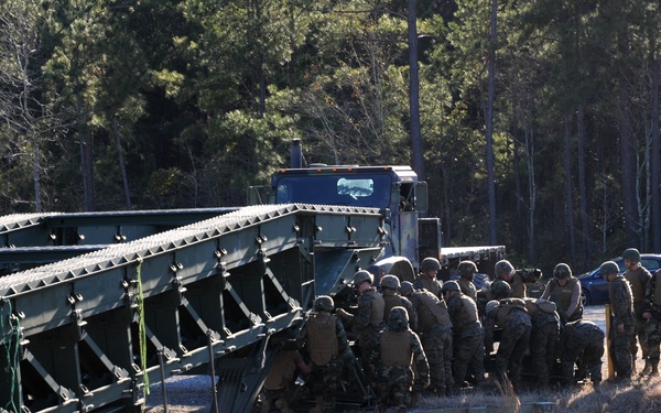 Seabees and Marines build bridges at Camp LeJeune