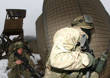 Georgian forces remain vigilant when under siege of insurgent bombardment during readiness exercise