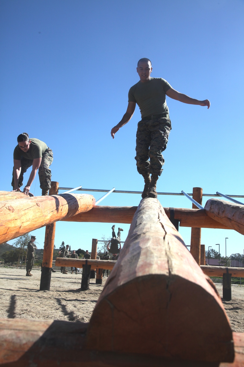 Service Company Marines attack obstacle course