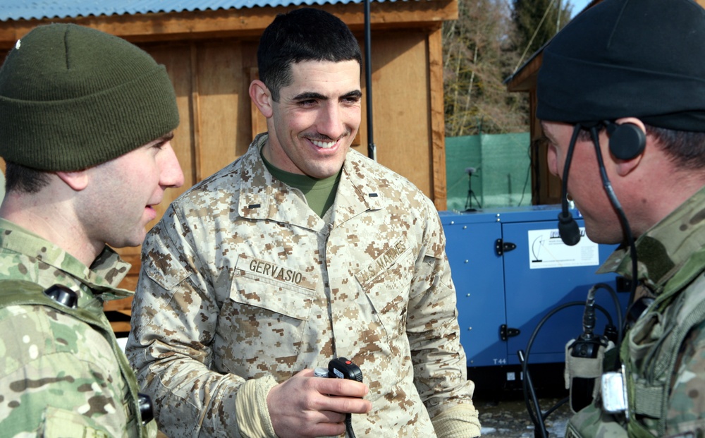 Marines observe Georgian’s Charlie Company 23rd LIB raid enemy insurgents at rehearsal exercise