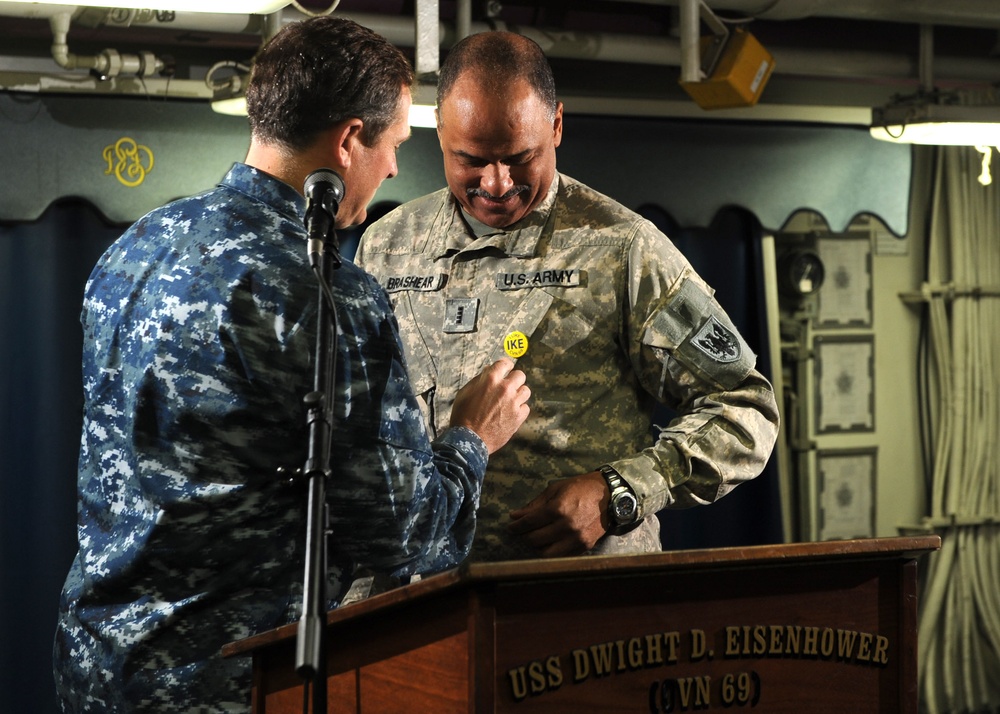 Son of Navy's first black master diver visits USS Dwight D. Eisenhower