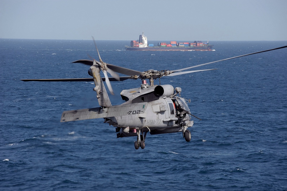 MH-60R Sea Hawk flies above the Strait of Hormuz