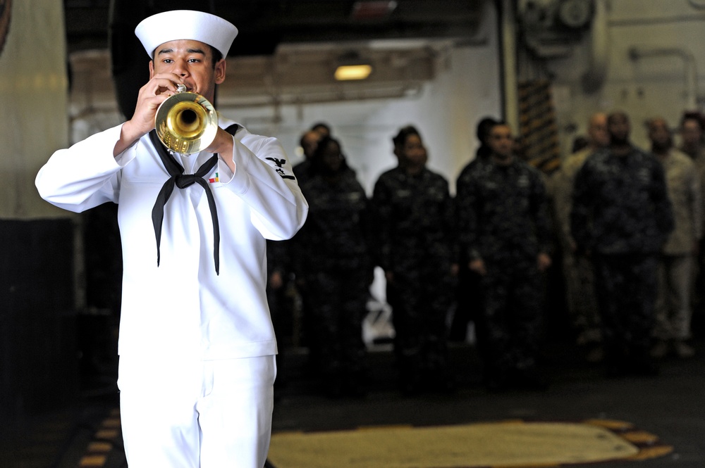 Memorial service aboard the USS Makin Island