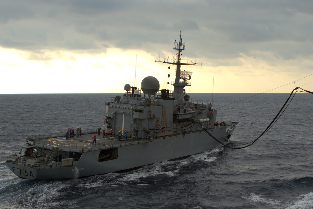 USNS Amelia Earhart replenishment at sea