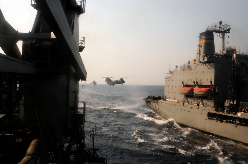 USS Germantown replenishment at sea