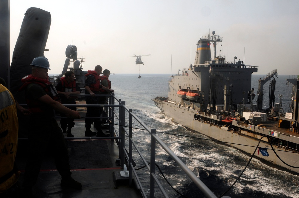 USS Germantown replenishment at sea